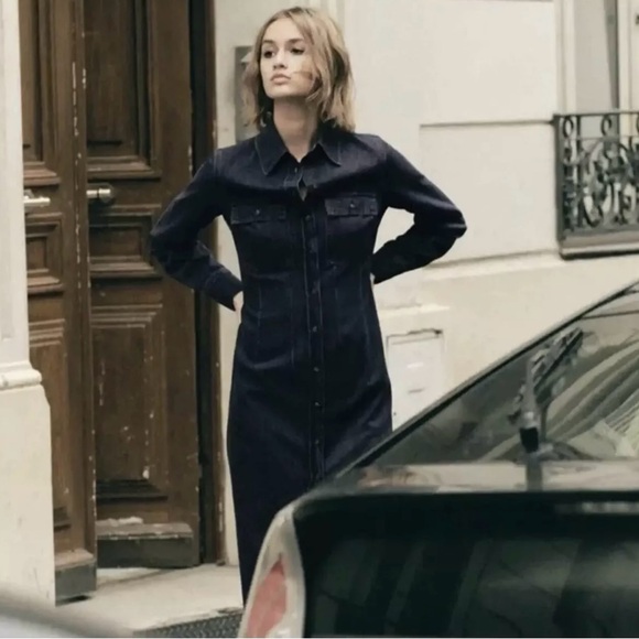 NWT Zara Button Down Denim Dress XS - Picture 3 of 16